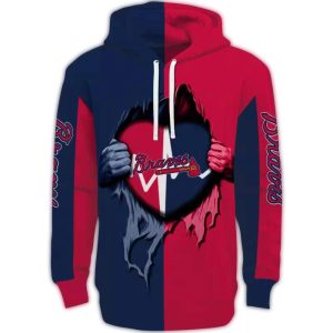 Atlanta Braves Heartbeat Graphic All-Over Print Hoodie For Fans