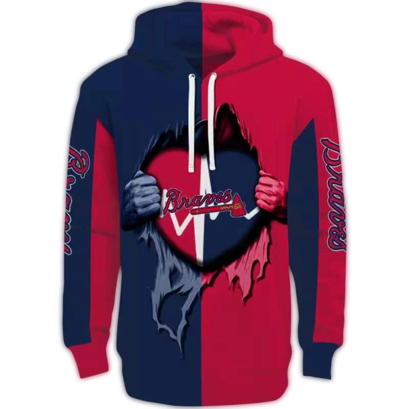 atlanta braves heartbeat graphic navy hoodie best selling
