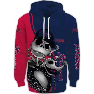 Atlanta Braves Jack Skellington All-Over Print Hoodie For Fans