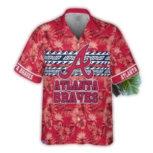 Vintage Atlanta Braves Floral Print Hawaiian Shirt For Men