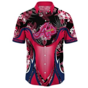 Atlanta Braves Floral Hawaiian Shirt With Leaf Design For Fans