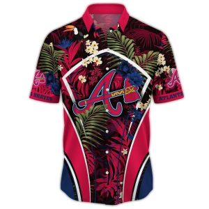 Atlanta Braves Floral Leaf Pattern Hawaiian Shirt For Men And Women