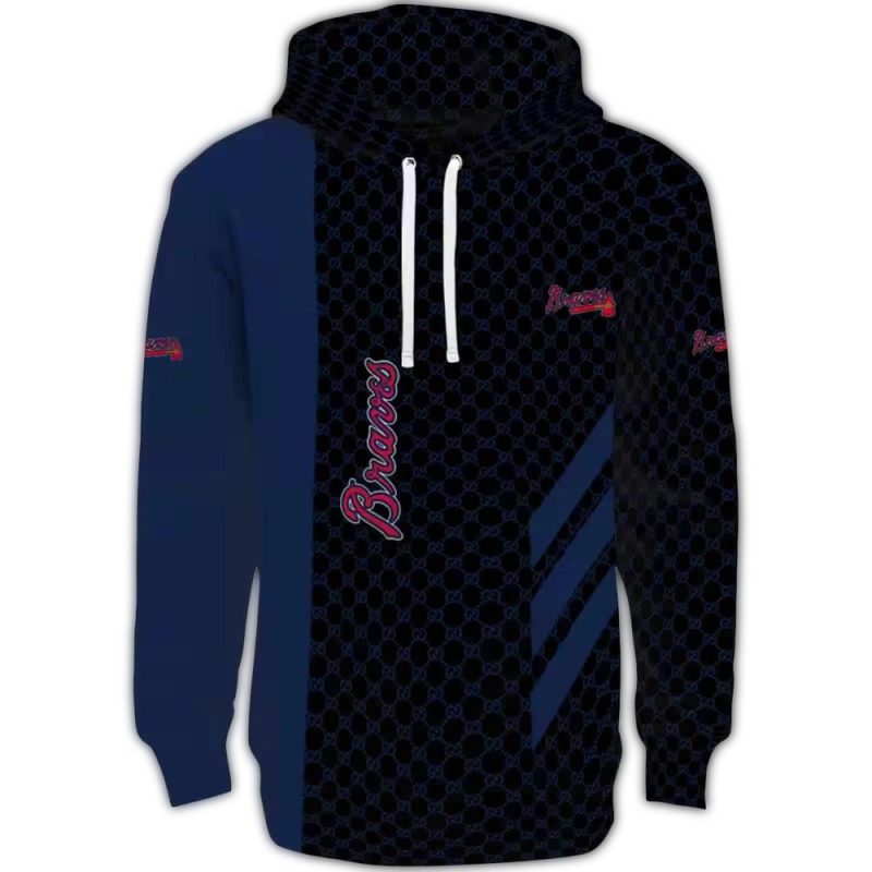 atlanta braves monogram pattern navy hoodie best selling