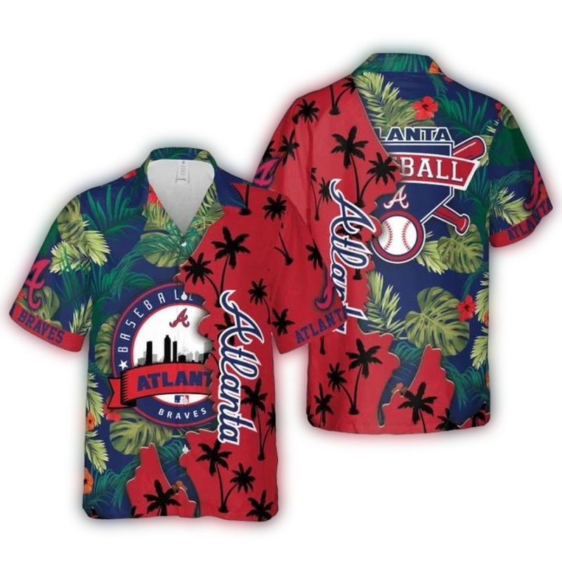 atlanta braves palm sunset hawaiian shirt