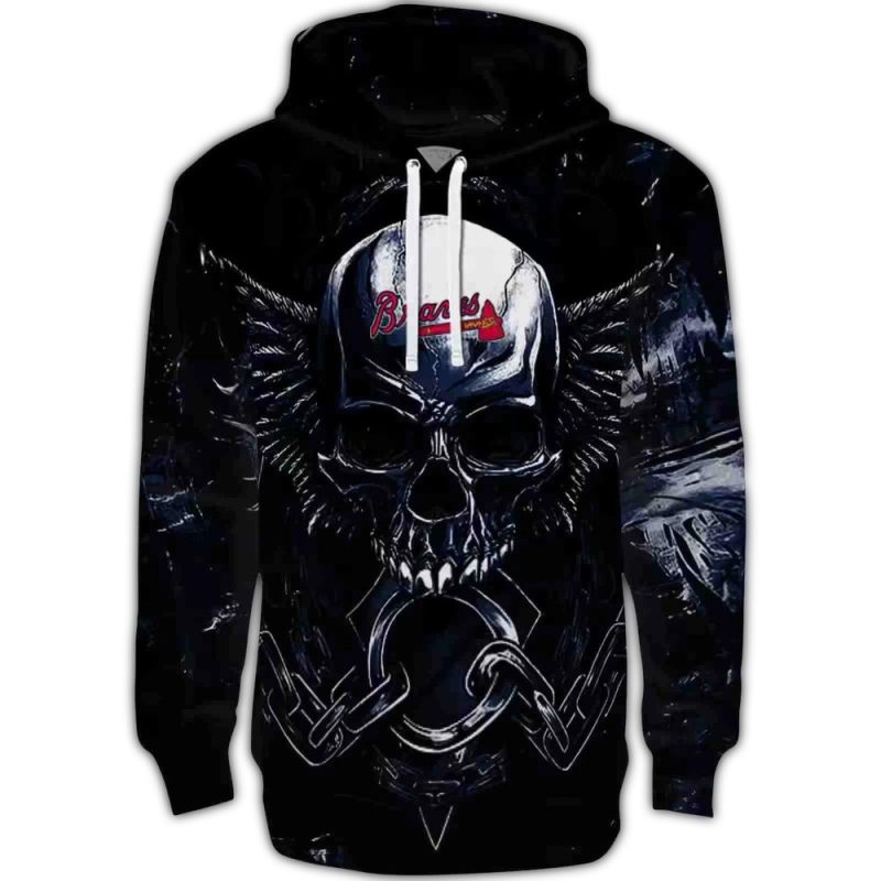 atlanta braves skull artwork navy black hoodie best selling