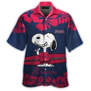 Atlanta Braves Snoopy Floral Surf Hawaiian Shirt For Fans
