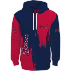 Atlanta Braves Splatter Print All-Over Hoodie For Fans