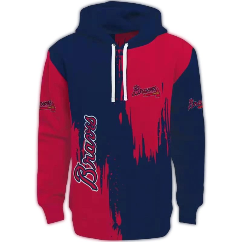 atlanta braves splatter effect navy hoodie best selling