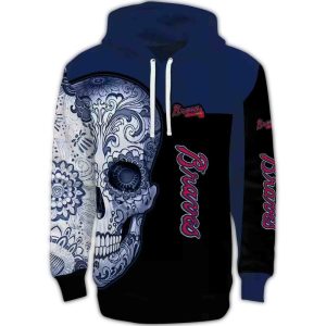 Atlanta Braves Sugar Skull All-Over Print Hoodie For Fans