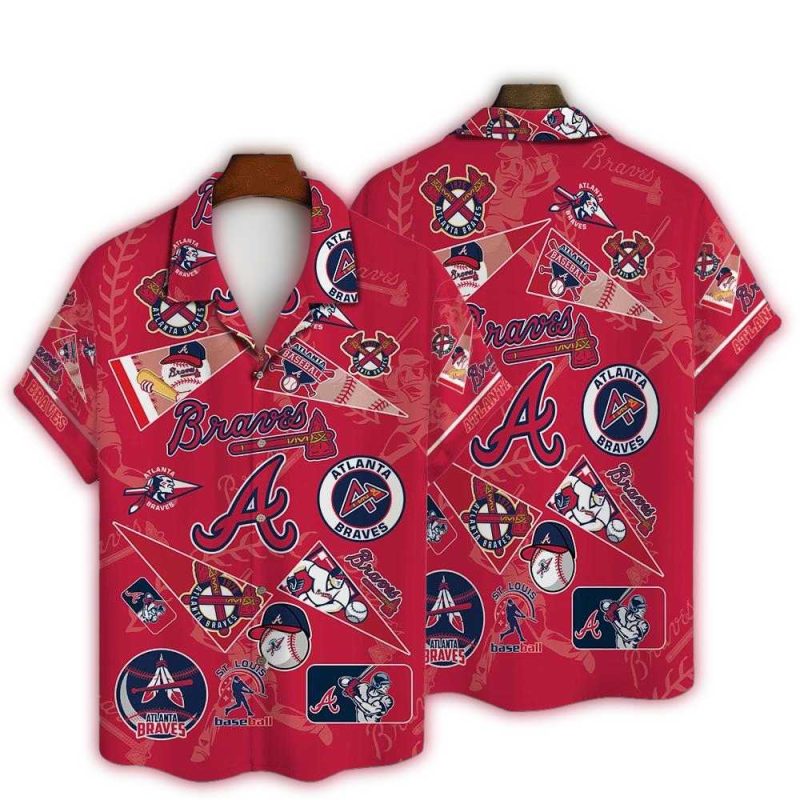 atlanta braves themed hawaiian shirt with vivid print 7147 xnzju
