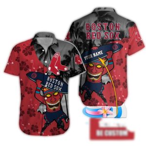 Personalized Boston Red Sox Surf Tike Hawaiian Shirt for Fans