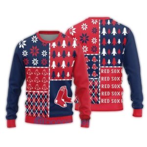 Boston Red Sox Christmas Ugly Sweater with Festive Pattern