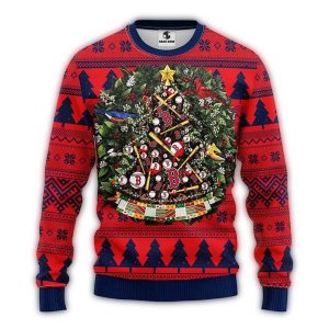 Boston Red Sox Christmas Ugly Sweater with Tree Symbol Design