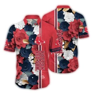Boston Red Sox Floral Stripe Hawaiian Shirt for Summer Style