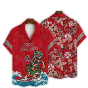 Boston Red Sox Tiki Surf Hawaiian Shirt - Tropical Baseball Apparel