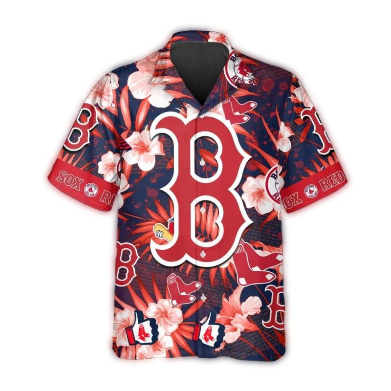 Boston Red Sox Floral Logo Hawaiian Shirt for Men and Women - Image 2