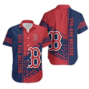 Boston Red Sox Navy Red Hawaiian Shirt - Tropical Fan Apparel