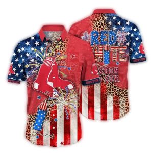 Boston Red Sox Leopard Print Stars & Stripes Hawaiian Shirt for Fans