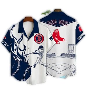 Boston Red Sox Fireball Hawaiian Shirt - Vibrant Team Apparel