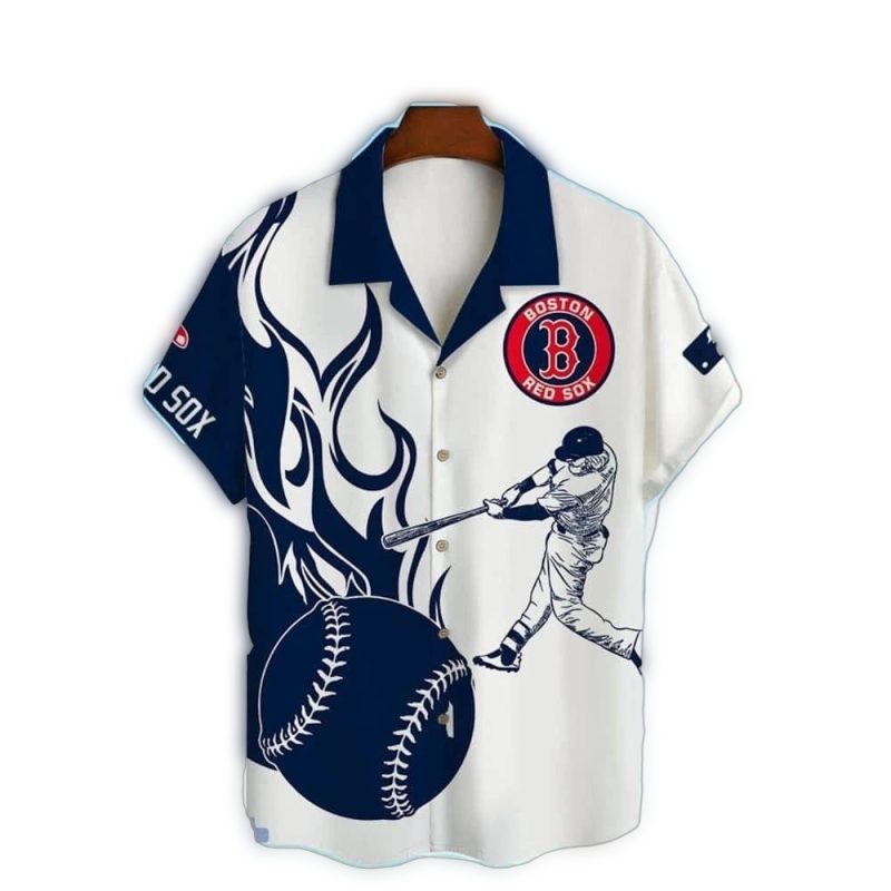 Boston Red Sox Fireball Hawaiian Shirt - Vibrant Team Apparel - Image 2