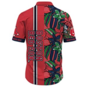 Boston Red Sox Floral Leaf Pattern Hawaiian Shirt for Men and Women