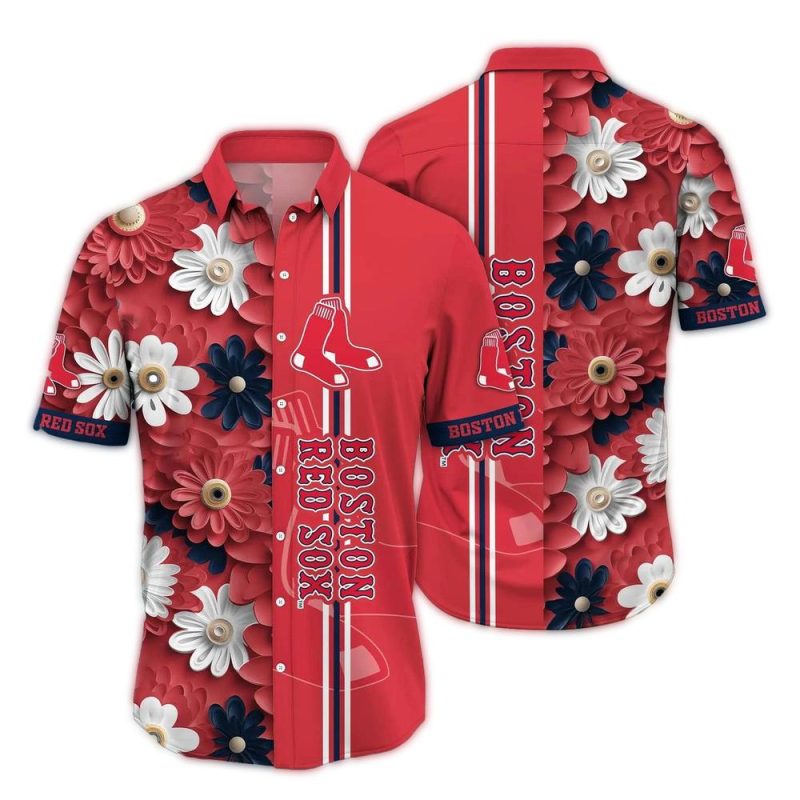 Boston Red Sox Floral Print Hawaiian Shirt for Fans