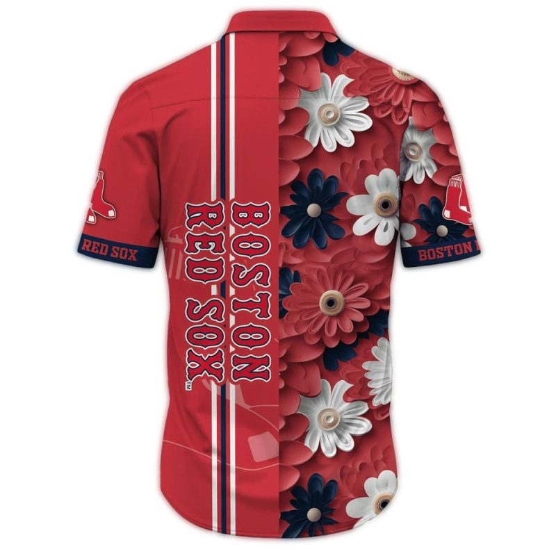 Boston Red Sox Floral Print Hawaiian Shirt for Fans - Image 2