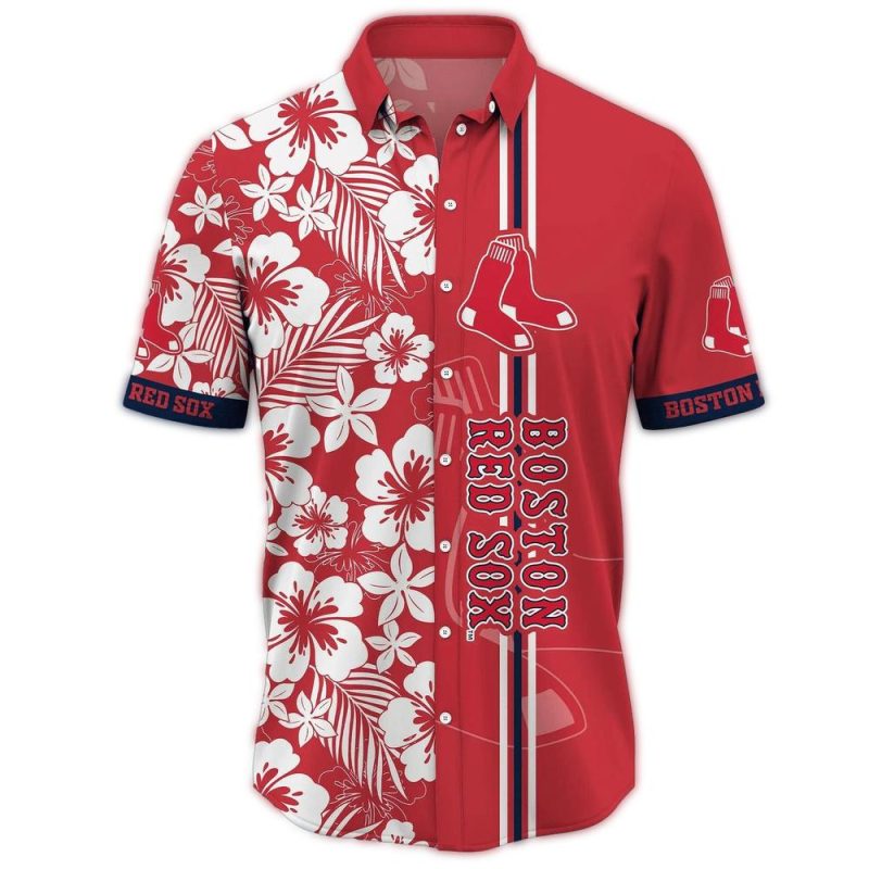 Boston Red Sox Tropical Floral Hawaiian Shirt for Fans - Image 2