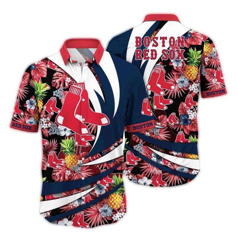 Boston Red Sox Tropical Pineapple Hawaiian Shirt for Summer Fun - Image 3