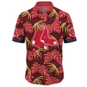 Boston Red Sox Tropical Floral Leaves Hawaiian Shirt for Fans