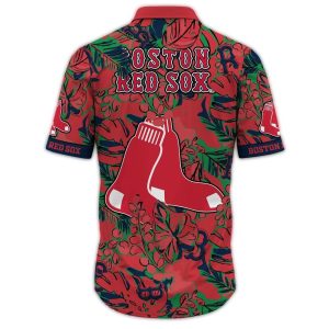 Boston Red Sox Tropical Hawaiian Shirt with Leaf Design