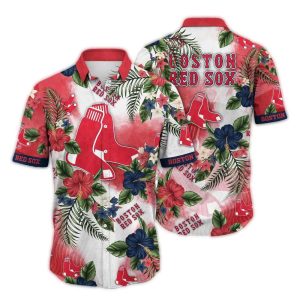 Boston Red Sox Floral Hawaiian Shirt - Tropical Pattern Tee