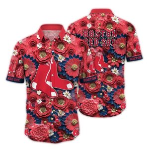 Boston Red Sox Floral Pattern Hawaiian Shirt for Summer Style