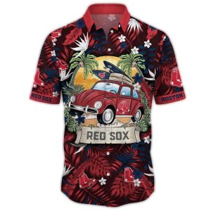Boston Red Sox Tropical Hawaiian Shirt - Car Surf Style T-Shirt