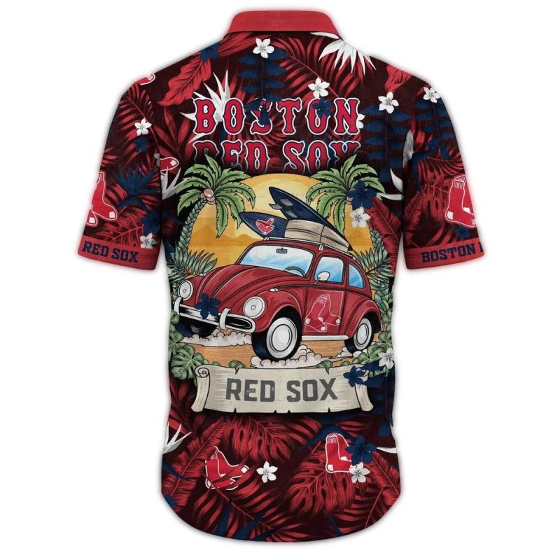 Boston Red Sox Tropical Hawaiian Shirt - Car Surf Style T-Shirt - Image 3