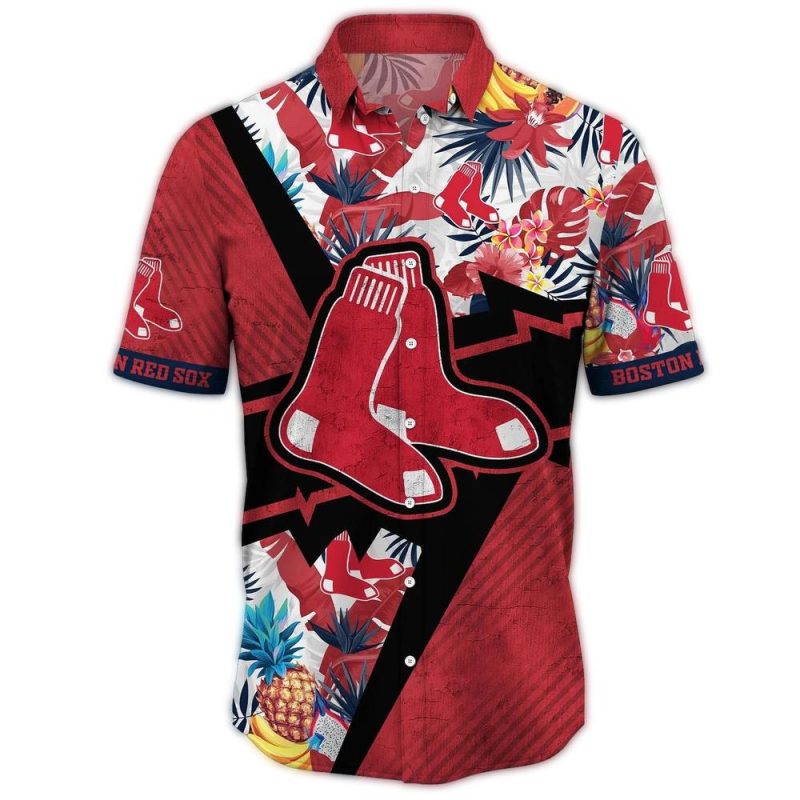 Boston Red Sox Pineapple Print Hawaiian Shirt for Summer Fun - Image 2