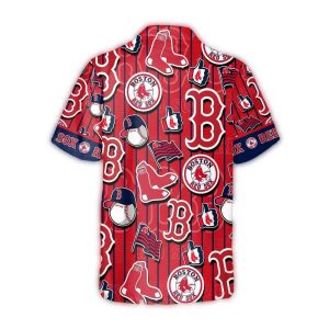 Boston Red Sox Pinstripe Logo Hawaiian Shirt for Casual Summer Style