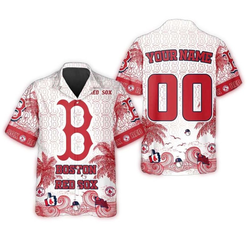 Personalized Boston Red Sox Retro Waves Hawaiian Shirt for Fans - Image 3