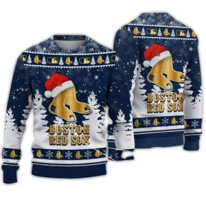 Boston Red Sox Santa Hat Pattern Holiday Sweatshirt for Festive Cheer