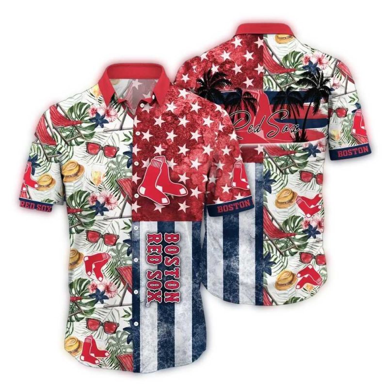 Boston Red Sox Tropical Patchwork Hawaiian Shirt for Summer Fun