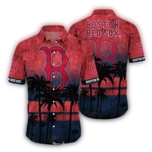 Boston Red Sox Sunset Palms Hawaiian Shirt - Tropical Baseball Style