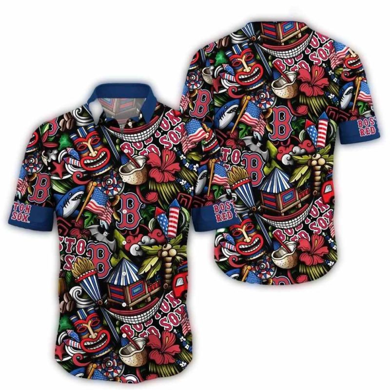 Boston Red Sox Hawaiian Shirt - Tiki Island Vibe Summer Style