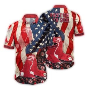 Vintage Boston Red Sox 4th of July Hawaiian Shirt - American Pride Apparel