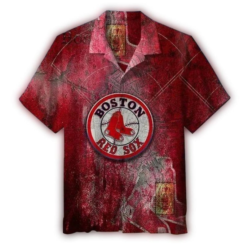 Vintage Boston Red Sox Map Graphic Hawaiian Shirt for Fans