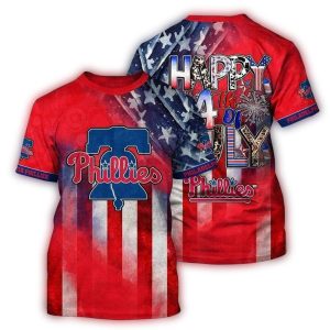 Philadelphia Phillies 4th of July All-Over Print T-Shirt for Fans