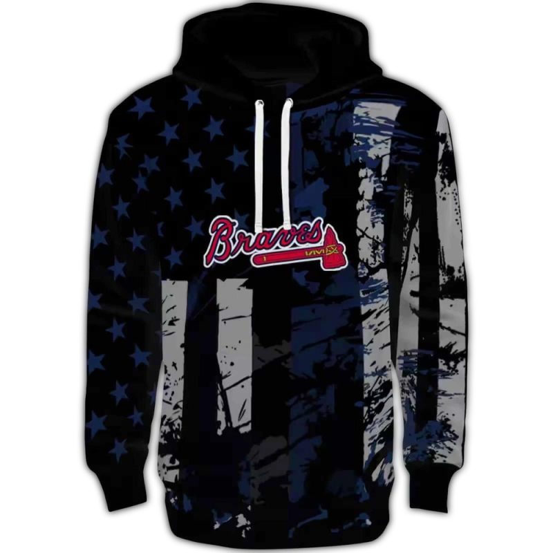 custom atlanta braves distressed flag navy black hoodie best selling