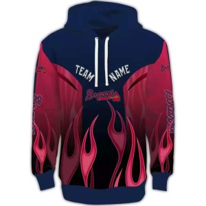 Custom Atlanta Braves Flame All-Over Print Hoodie For Fans