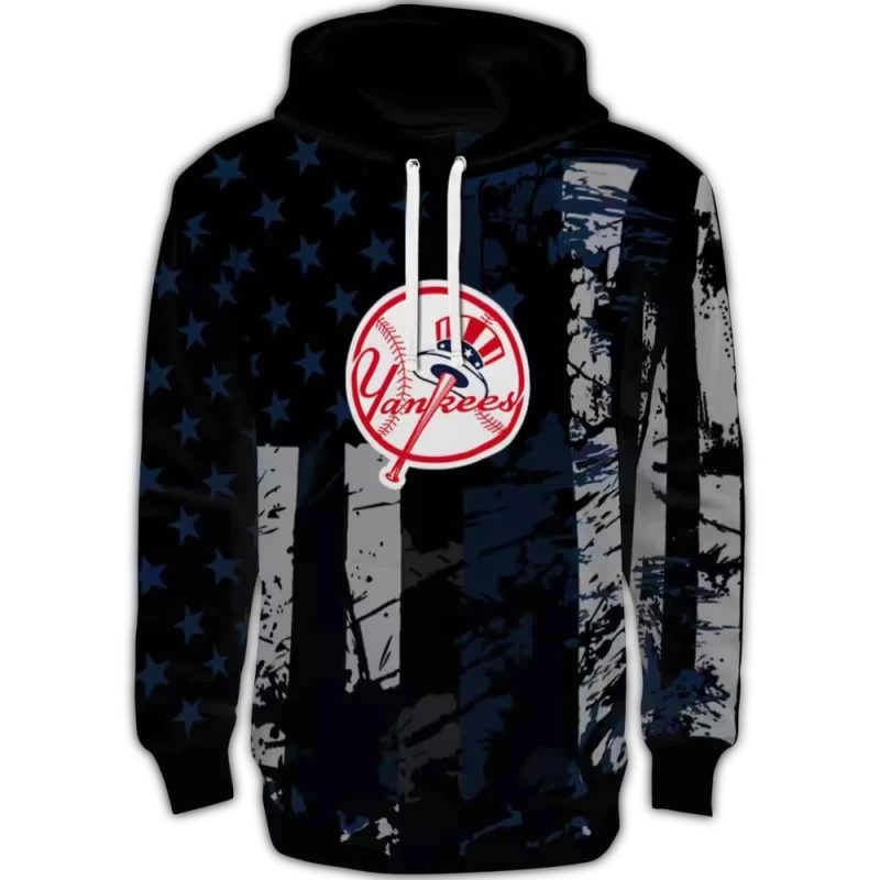 custom new york yankees distressed flag navy black hoodie best selling