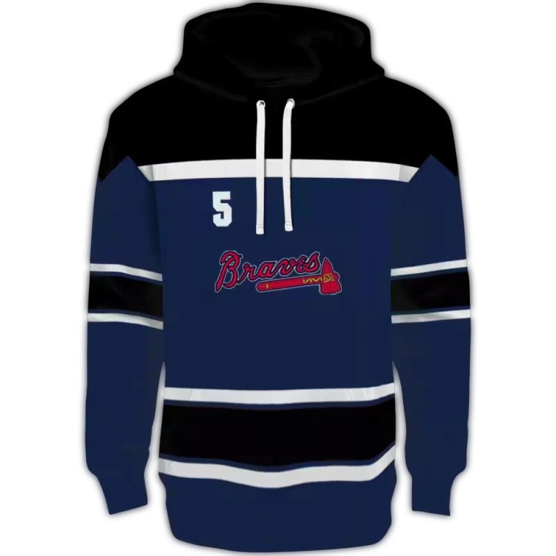 customized atlanta braves striped pattern navy hoodie best selling