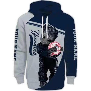 Custom New York Yankees Groot All-Over Print Hoodie For Fans